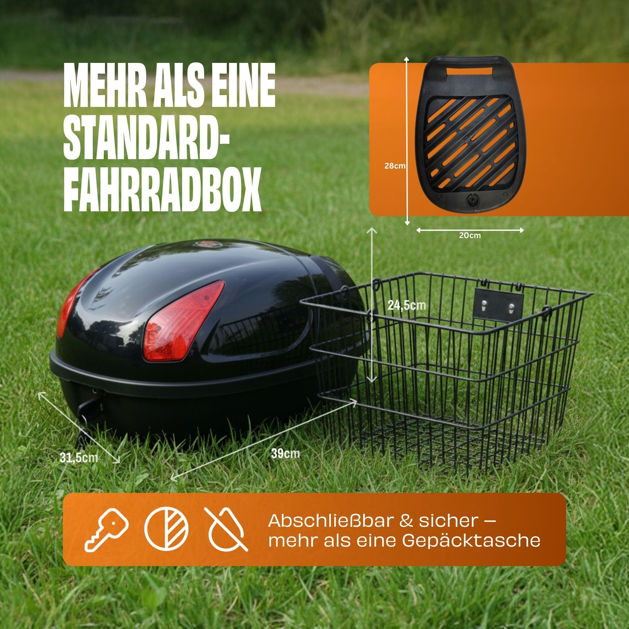 Red Loon Fahrradbox für Gepäckträger abschließbar Fahrrad Topcase | Fahrradkoffer abschließbar | Gepäckträgerkoffer | 17 Ltr für Roller