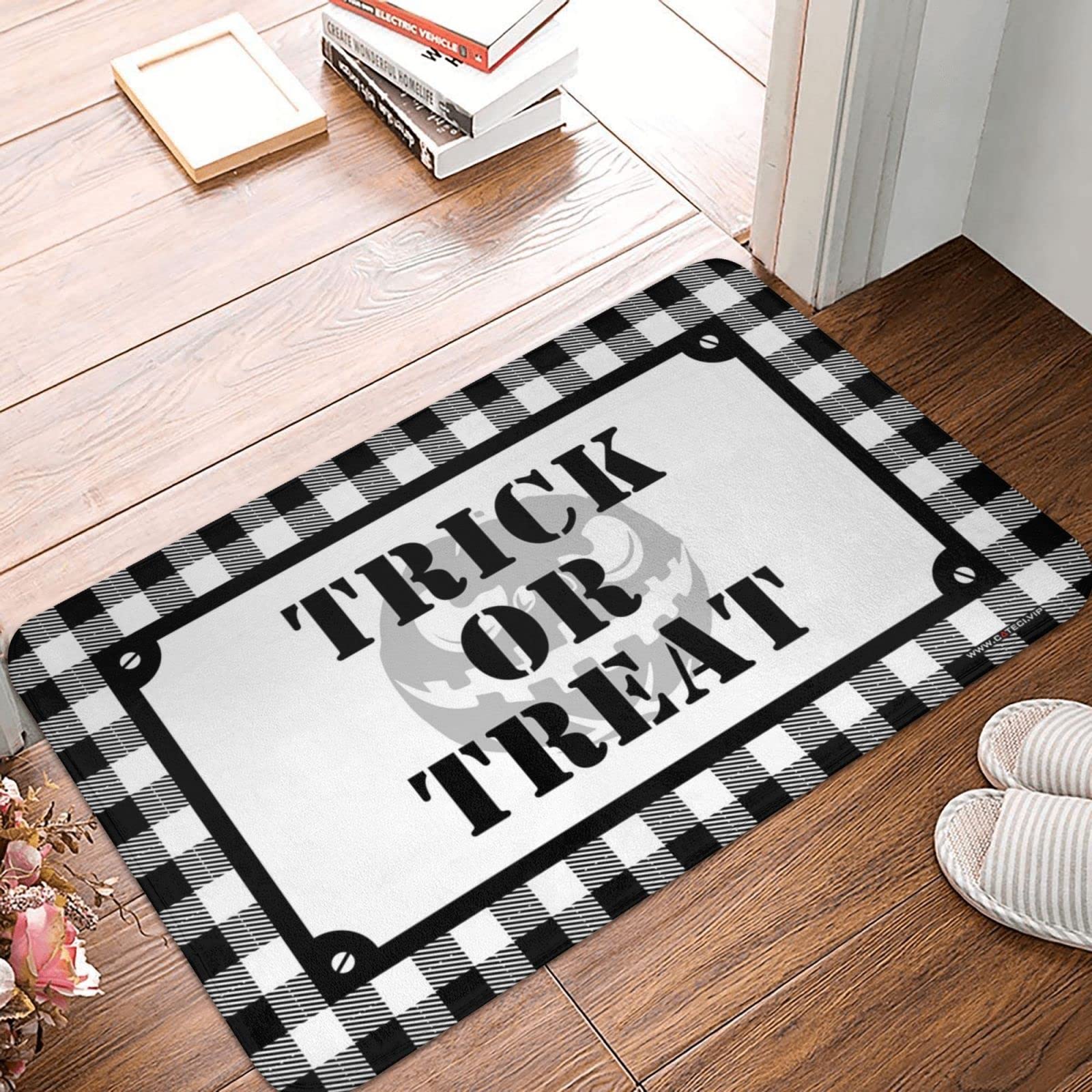 Paillasson automne Trick or Treat antidérapant 65x90 cm pour stopper la boue d'Halloween