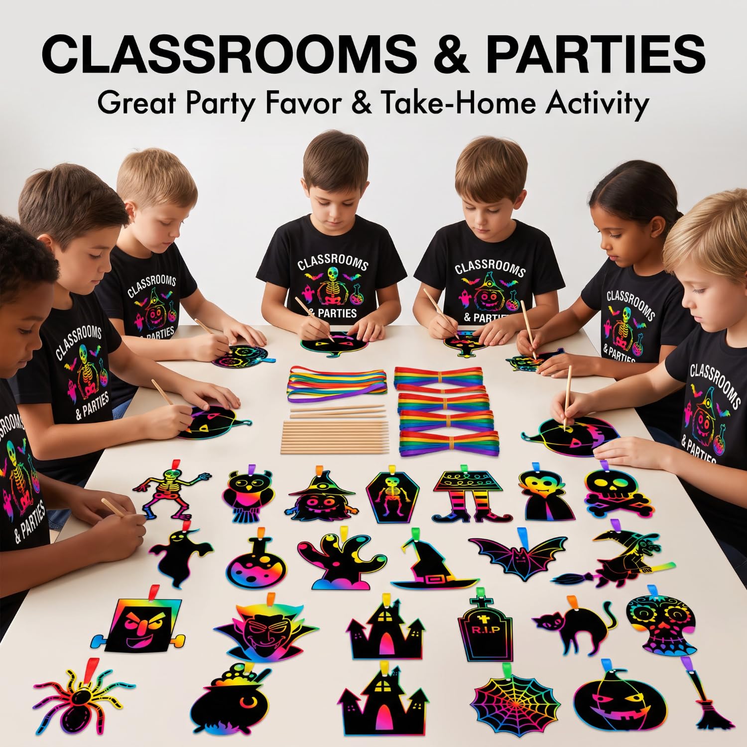 Halloween Scratch Art Crafts - 48 Ornaments -6