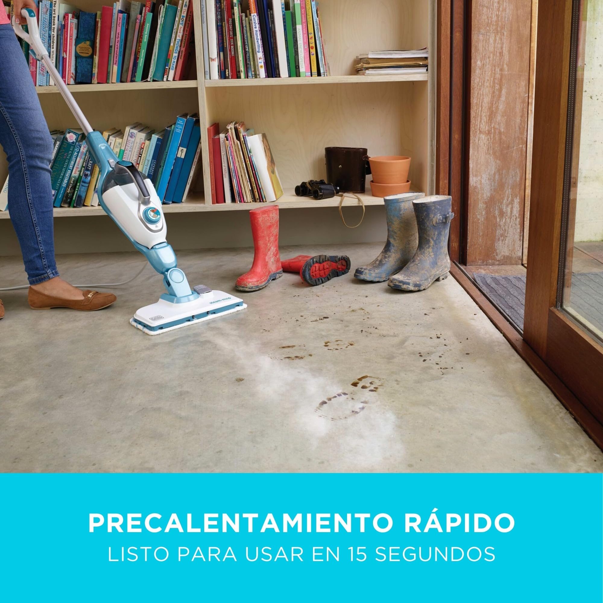 BLACK+DECKER Balai Vapeur Filaire 1300W 12 Accessoires, Blanc/Bleu Ciel, FSMH1321JSM-QS