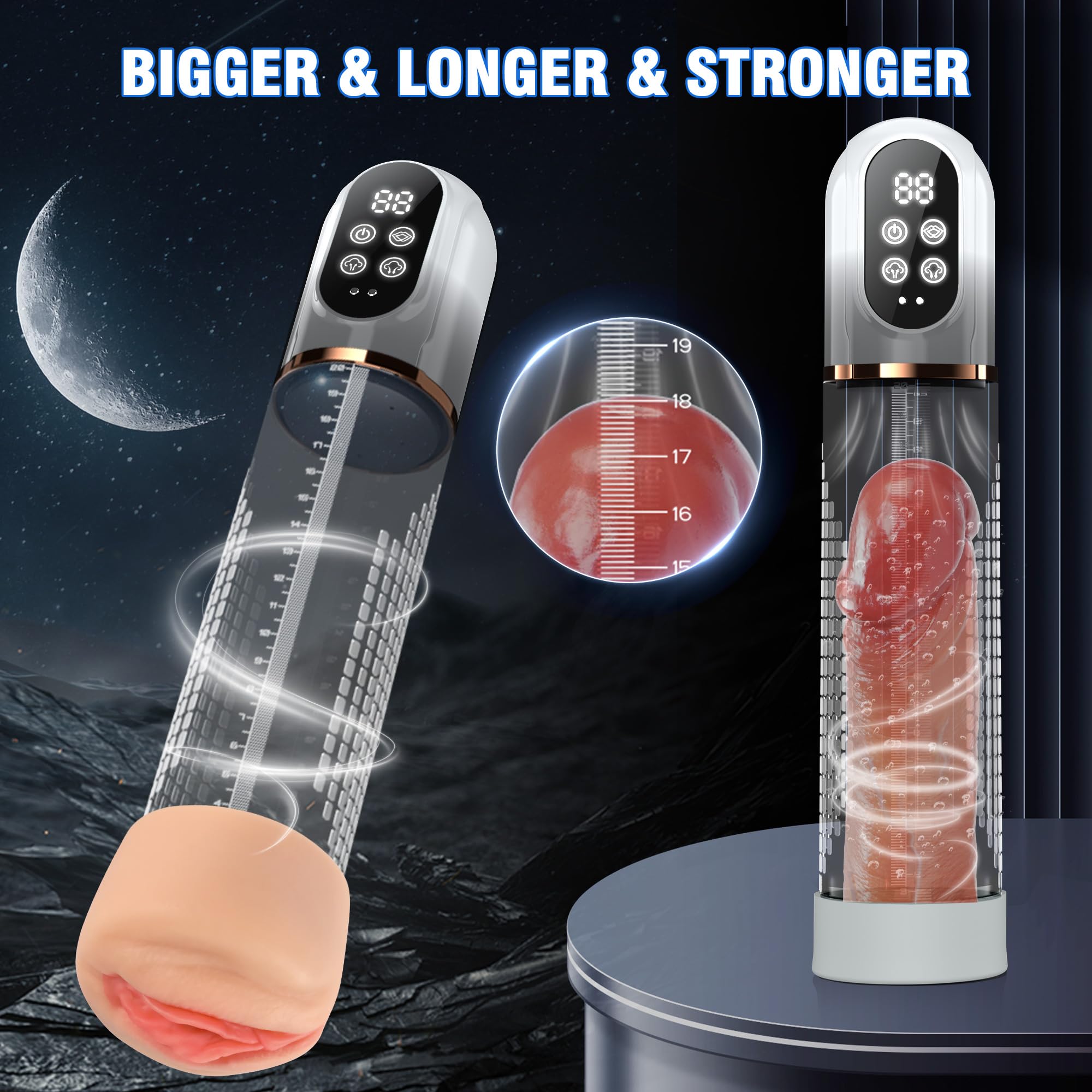 HIVEFUN Masturbatore Uomo Pompa Pene, Masturbtore per Pene con 4 Modalità di Aspirazione e Modalità di Allenamento Automatica Sex Toy Uomo, Nasturbatore Impermeabile IPX7 Sexy Toys Vacuum Device