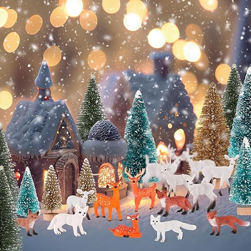 Miniatura 5 de Shappy 38 figuras de animales del bosque de Navidad, figuras de criaturas del bosque, juguetes de animales salvajes realistas, suministros de fiesta