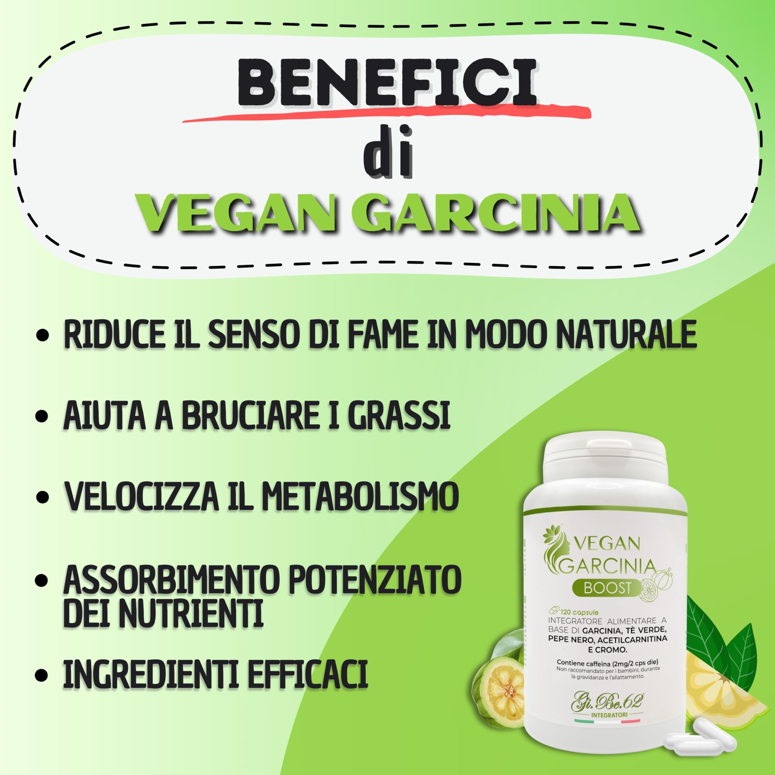 120 cps Garcinia Cambogia NATURALE | Rapida azione Efficace | con Pepe Nero Tè Verde | per donne e uomini ExtraForte Made in Italy