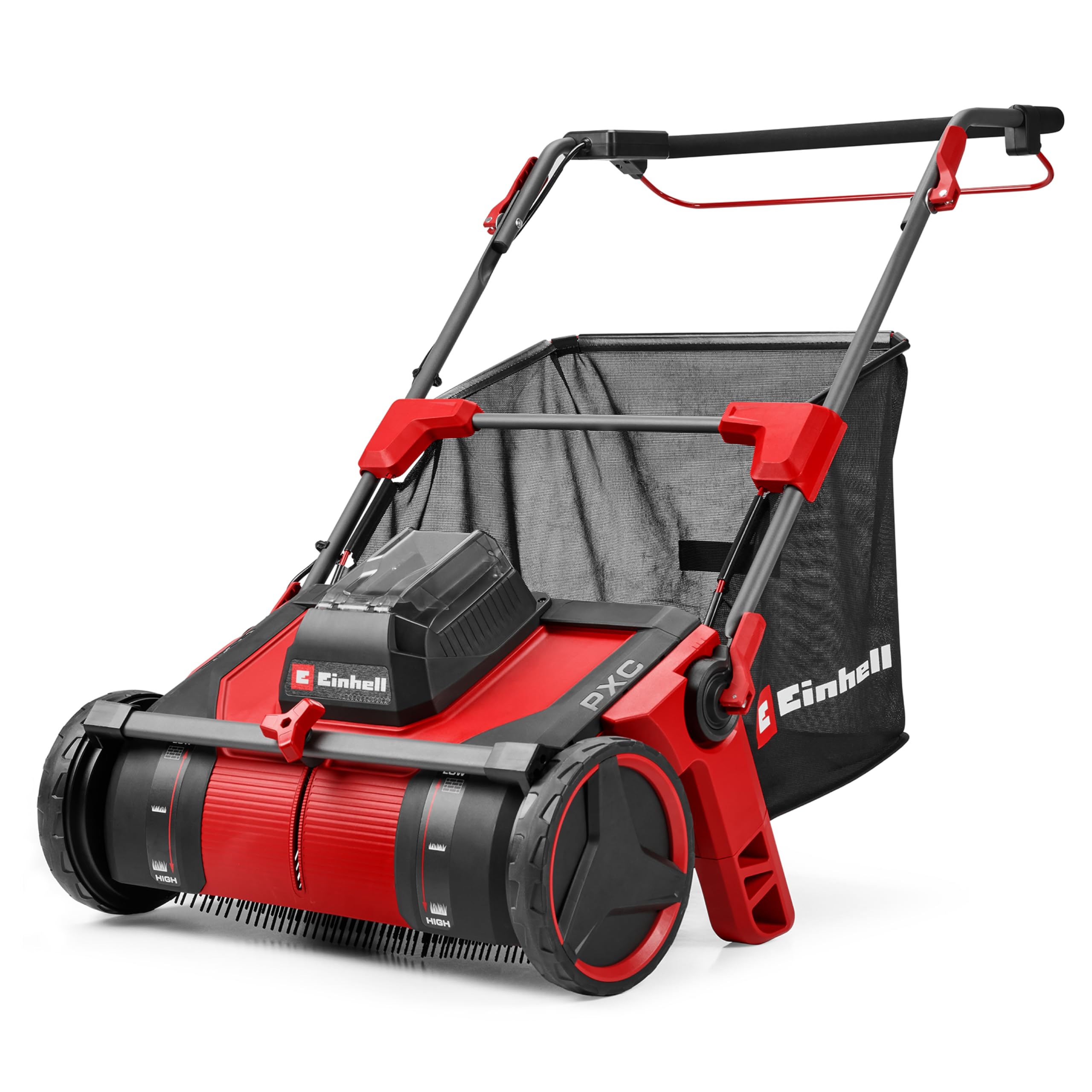 Einhell colector de Hojas y césped con batería GE-GC 18/55 Li E-Solo | PXC | 18 V | ancho de trabajo 55 cm | bolsa 100 l | cepillo rotativo | altura de trabajo ajustable | sin batería