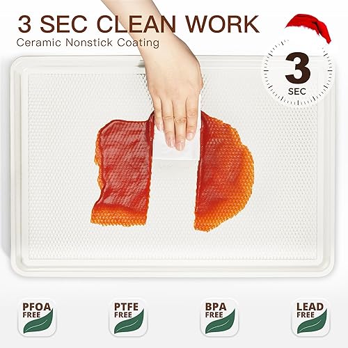 Miniatura 16 de HONGBAKE - Juego de 3 bandejas de galletas antiadherentes para hornear, molde para horno con patrón de textura de diamante, bandejas de galletas