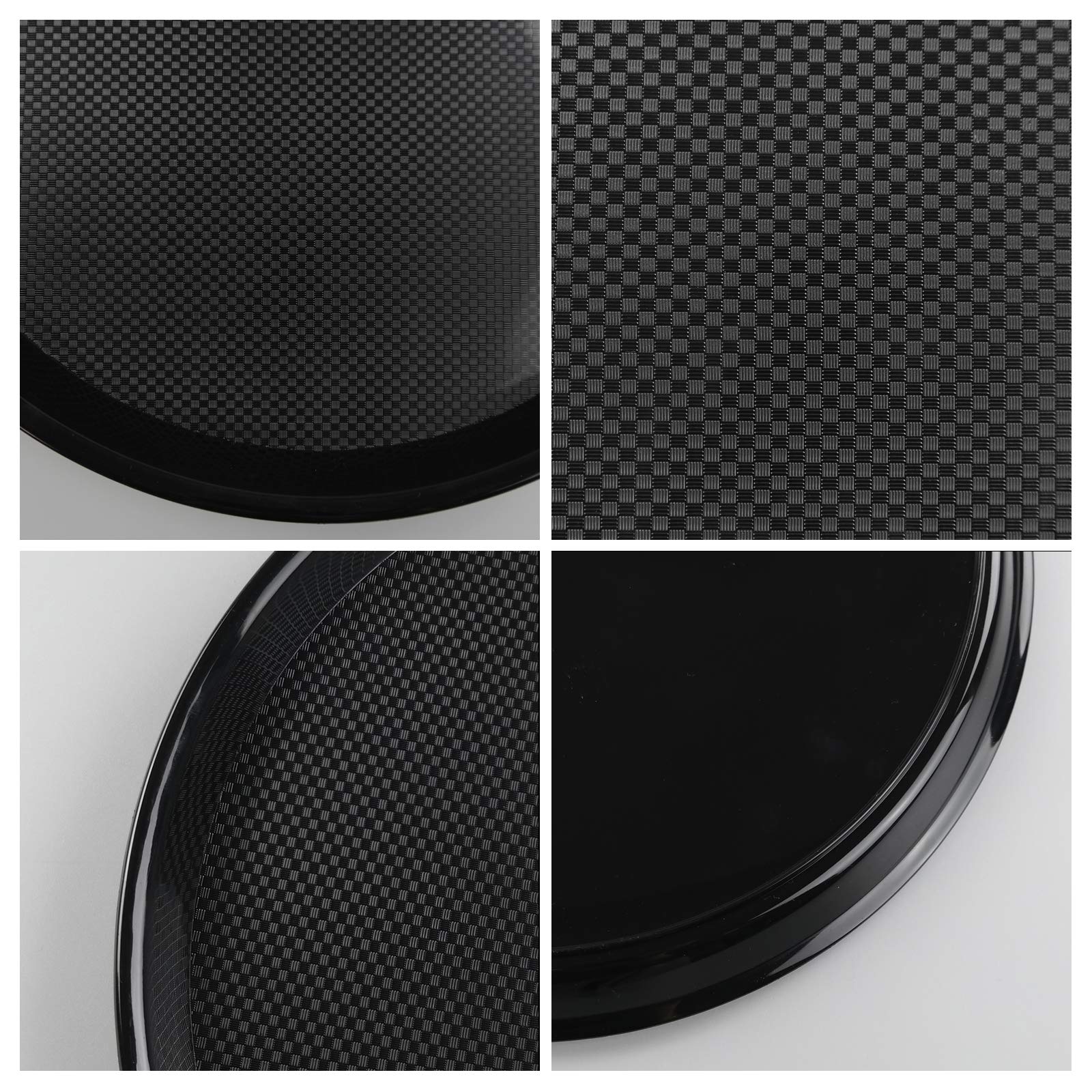 Obston - Bandeja de plástico negro para servir, bandeja redonda de 13.5 pulgadas, 2 paquetes