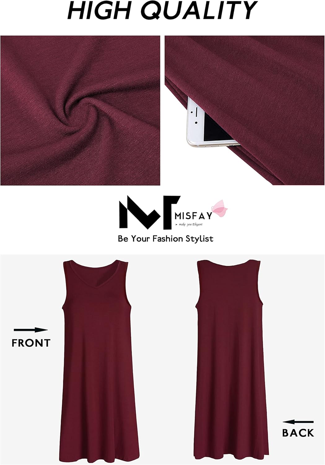 MISFAY Women's Summer Casual T Shirt Dresses Beach Cover up Tank Dress - Image 6