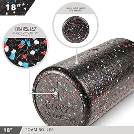 Day 1 Fitness High Density Muscle Foam Rollers - Sports Massage Rollers for Stretching, Physical Therapy, Deep Tissue, Myofascial Release - Ideal for Exercise and Pain Relief - USA Speckled, 18