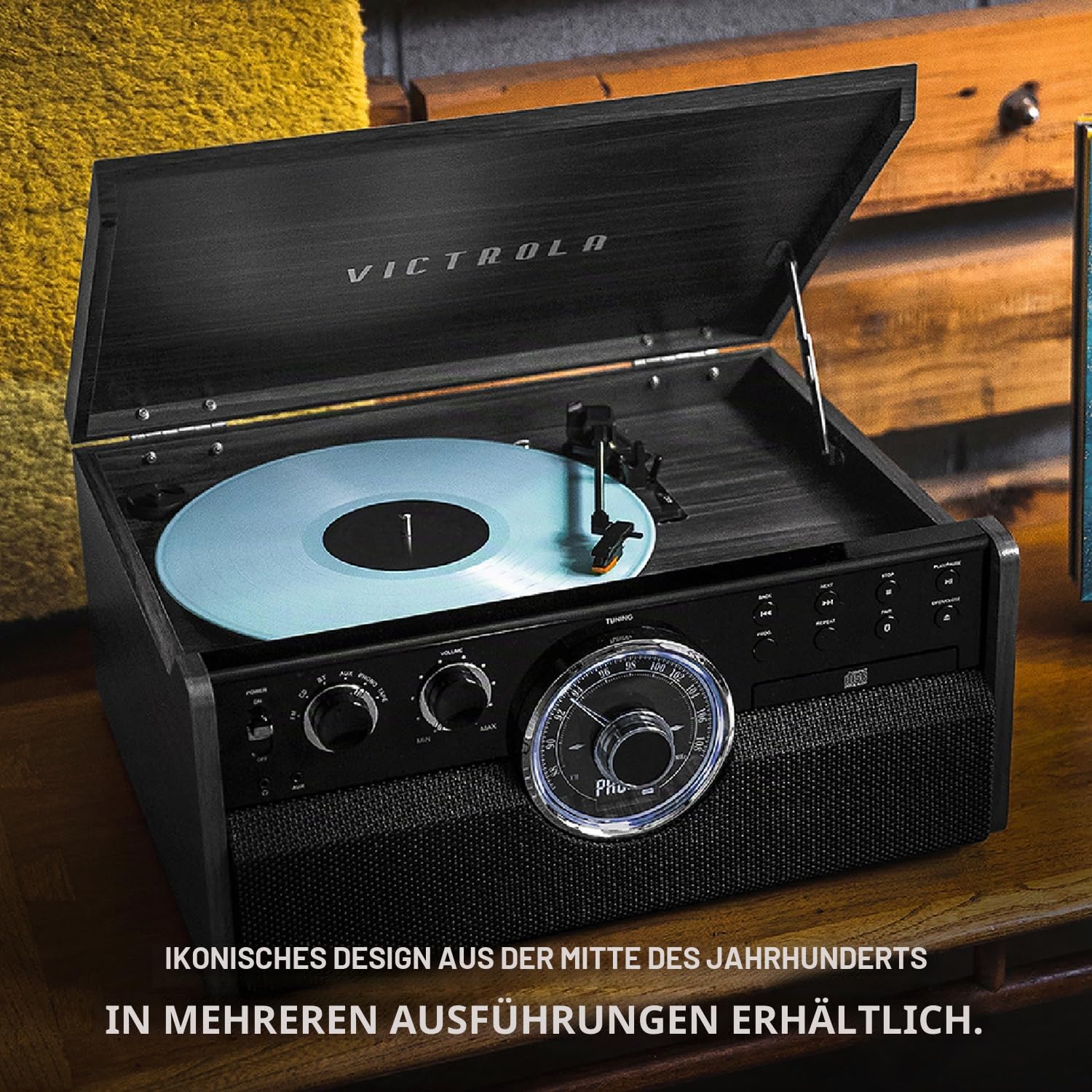 Victrola Empire - Holz 6-in-1 Bluetooth-Plattenspieler - Farmhouse Walnuss