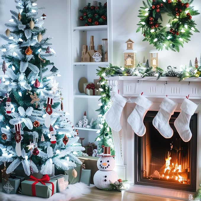 Luces LED C9 de Navidad 33 pies 50 LED Blanco miniatura 3