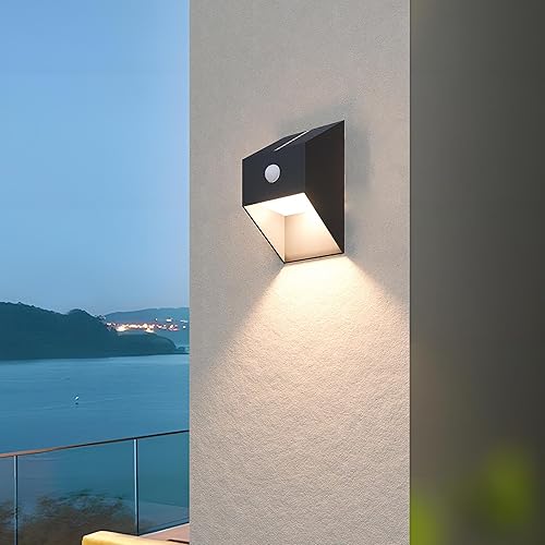 Miniatura 11 de Lámpara de pared solar para exteriores, lámparas alimentadas por carga solar y USB, sensor de atardecer a amanecer con 2 modos de iluminación, luces
