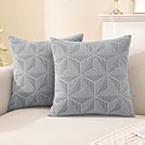 SYSLOON Decorative Throw Pillow Covers 18x18 Inch Set of 2,Pillow Covers for Couch Square Pillow Covers Home Decor Living Room Bed,Light Gray