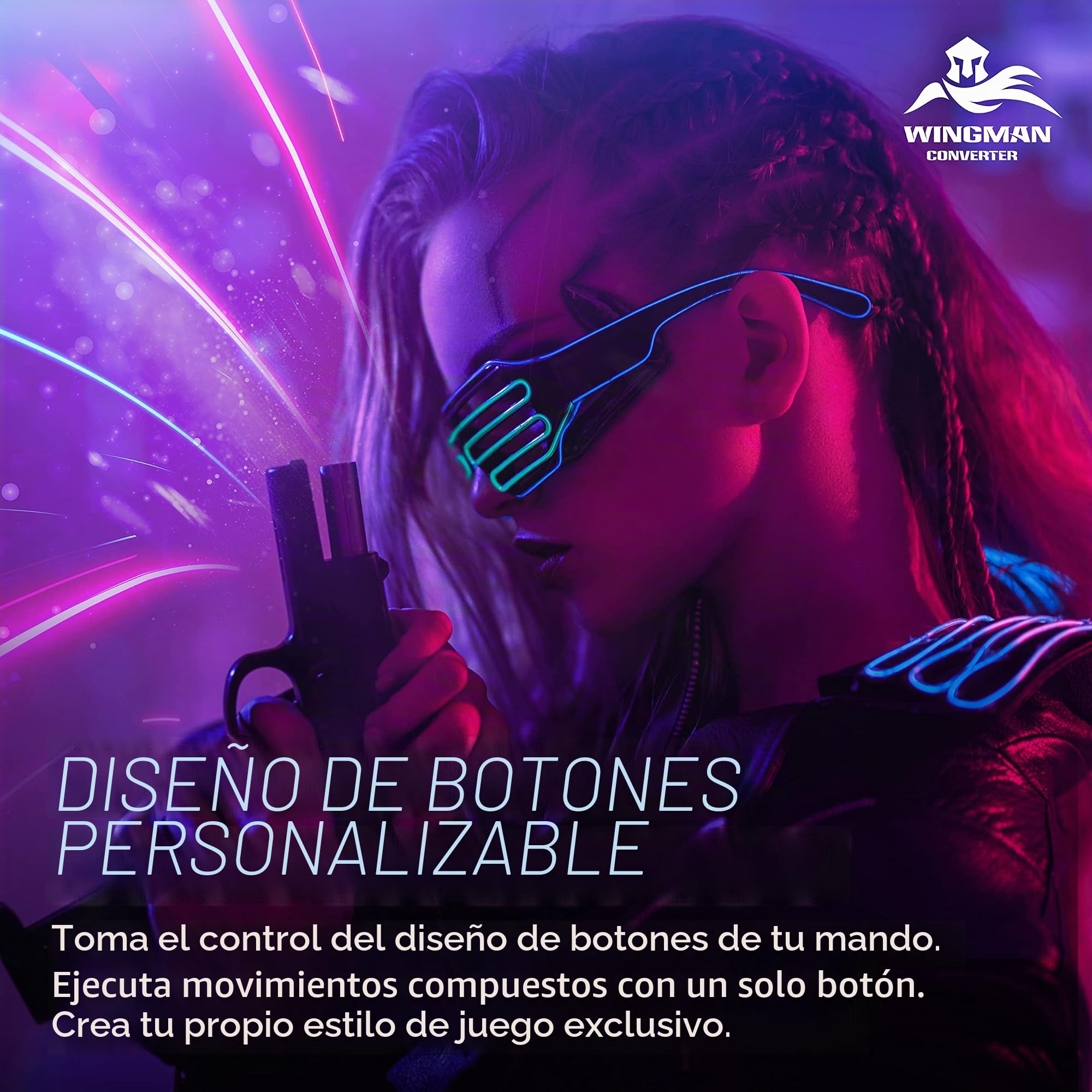 Brook Wingman XE 2 Converter - Adaptador de Controlador inalámbrico Dos en uno para PS, Consolas Switch y PC, soporta Turbo Ajustable Remap, Color Azul