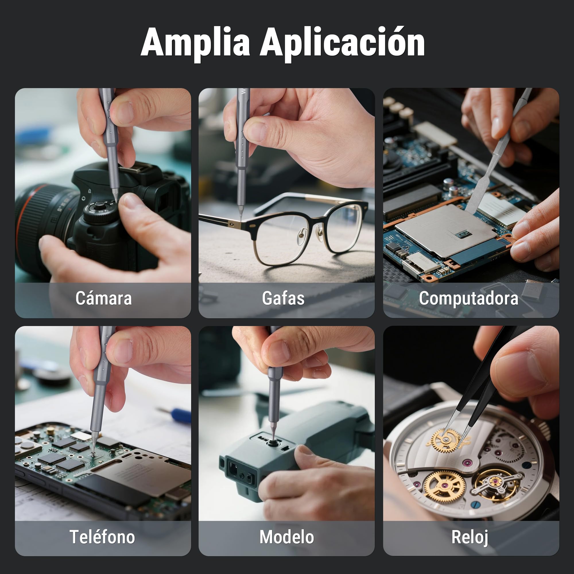 WORKPRO Destornilladores Precisión 60 en 1, Puntas Magnéticas CR-V | Estuche Compacto de Aluminio con Mango Giratorio para Reparar Electrónica, Gafas, Relojes y Móviles