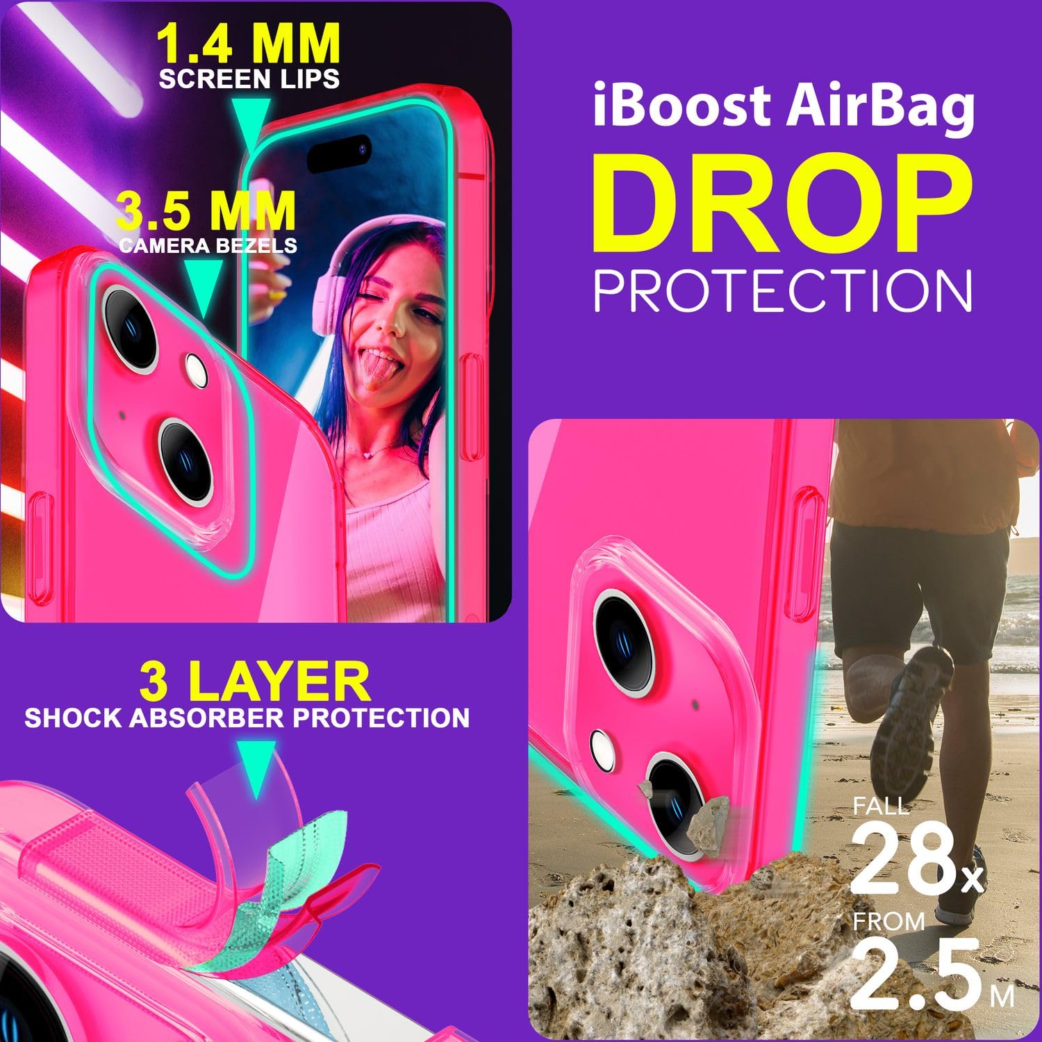 Neon-gelbe Handyhülle Für IPhone 15 Pro – Transparent, Slim, Mit Kameraschutz Und Weichem Silikon