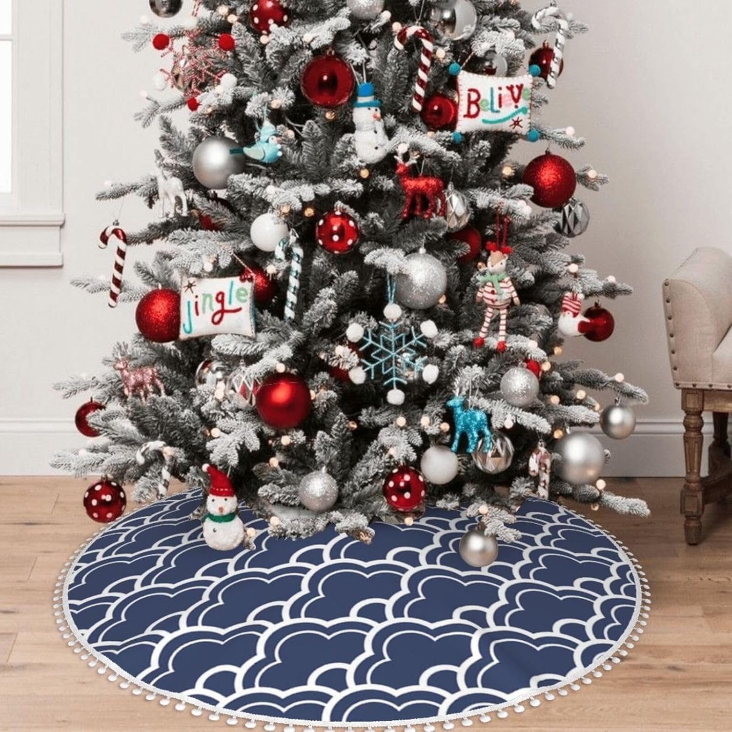 Jupe de sapin de Noël en vinyle Tattoo Beige main image 1