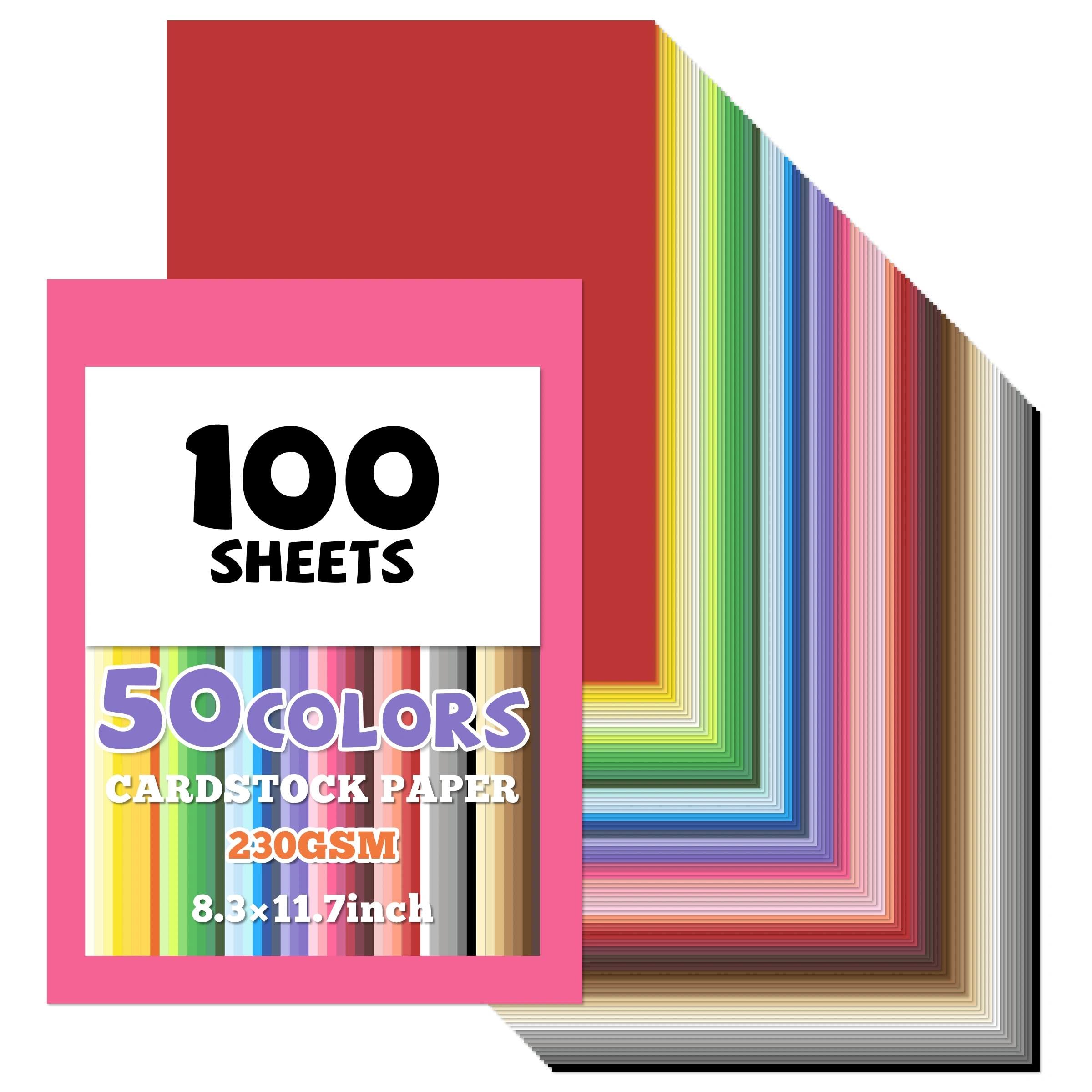 Coloured Card A4,100 Sheets Coloured Paper, 50 Colors/230gsm,Craft Paper