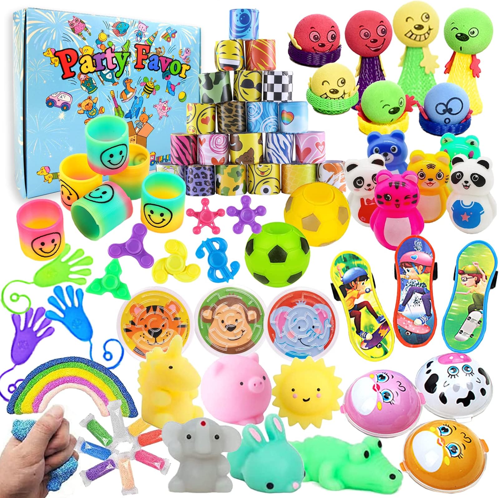 7July 55 Party Favors Toy Assortment for Kids 4-8-12,Birthday Gift Bag Pinata Fillers Stocking Stuffers,School Classroom Prize For Rewards Treasure Box Chest Toys Goodie Bags