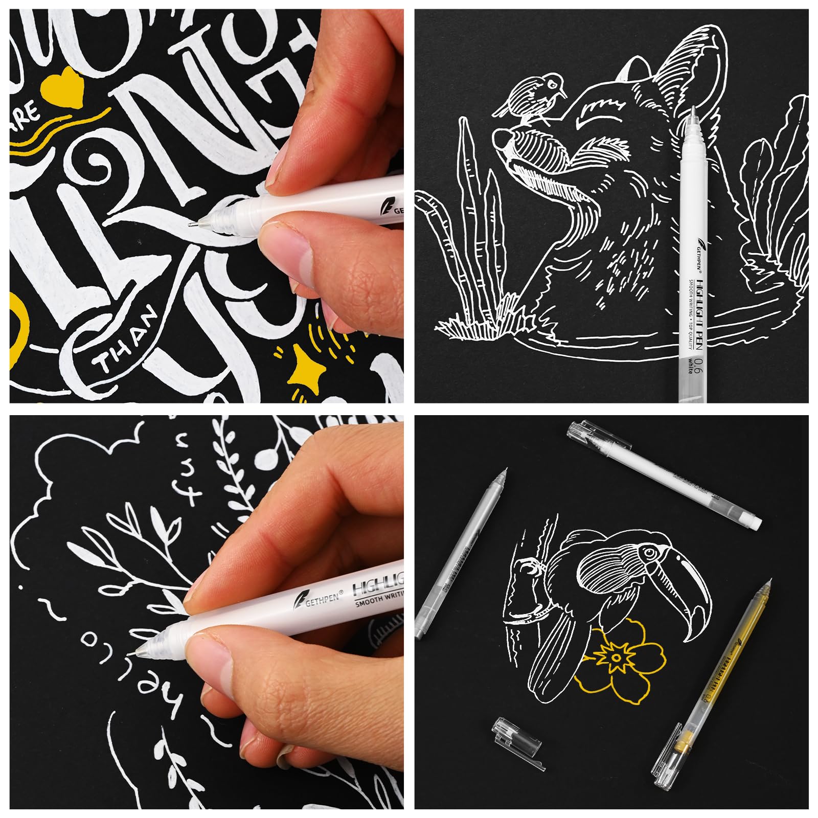 Black Paper Best White Pens For Bullet Journaling Fine Point White