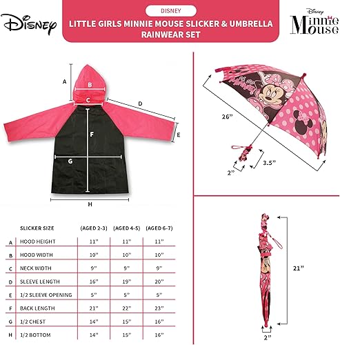 Miniatura 8 de Disney Paraguas y Slicker Minnie MouseMoanaVampirina para niños pequeños y niñas para edades de 2 a 7 años Minnie Mouse Black, Minnie Mouse Rosa,