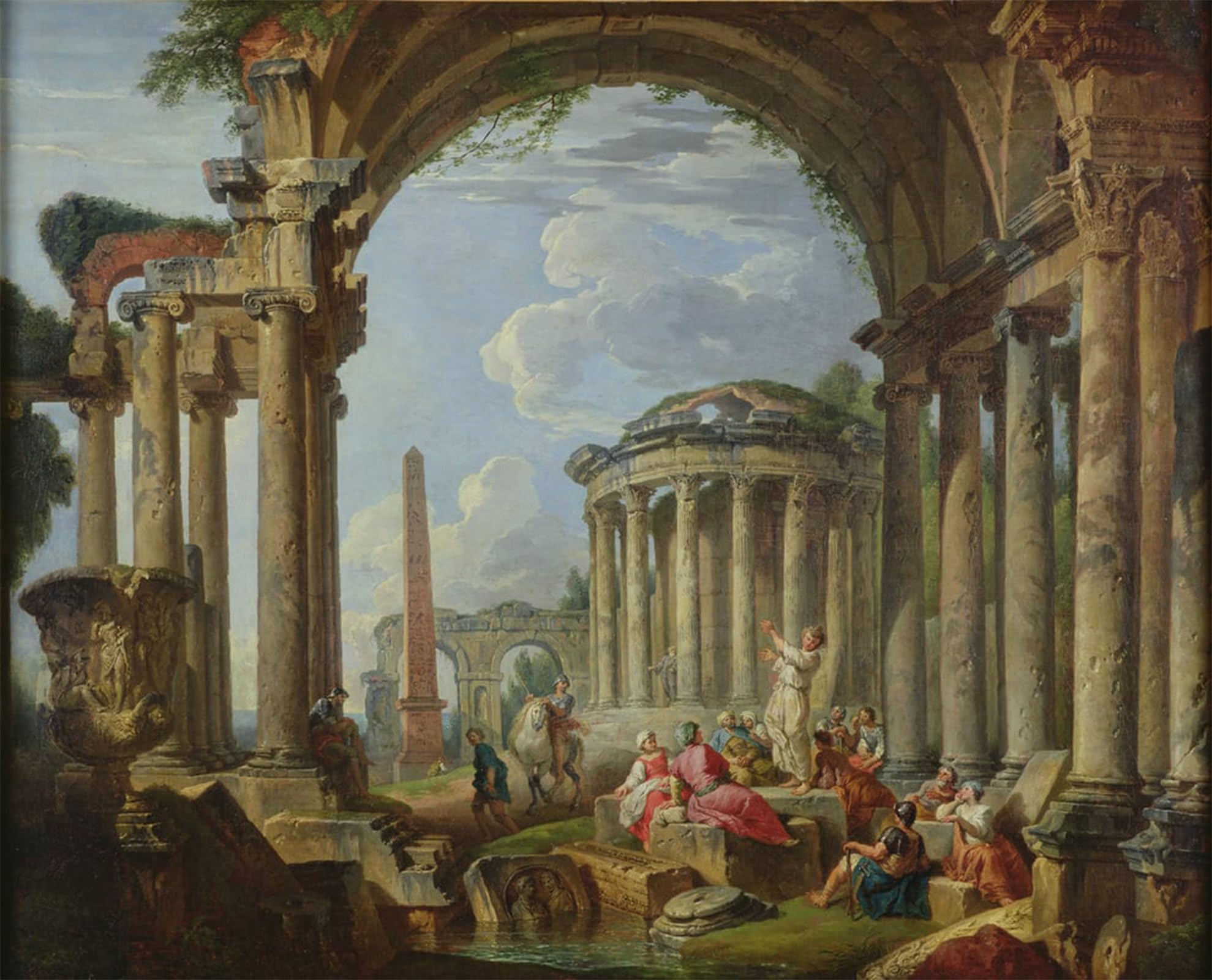 ARTXLXXBN Famous Print Painting Colorful Art Print Preaching Among the Ancient Ruins by Paolo Pannini Canvas Art Decorations for Home Decor 60x90cm