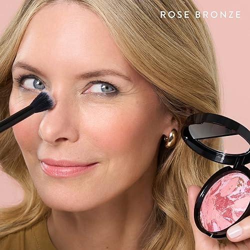 Miniatura 4 de LAURA GELLER Baked Blush-n-Bronze Marbleized - Rubor bronceador 2 en 1, contorno de cara con un rubor radiante, bronce rosa