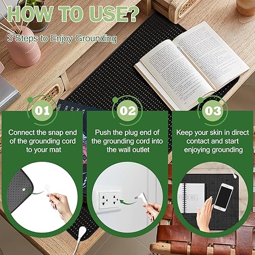 Miniatura 10 de Alfombrilla de conexión a tierra transpirable con agujeros de aire de 15.7 x 19.6 pulgadas, alfombrilla de tierra para cama, ligera, fácil de