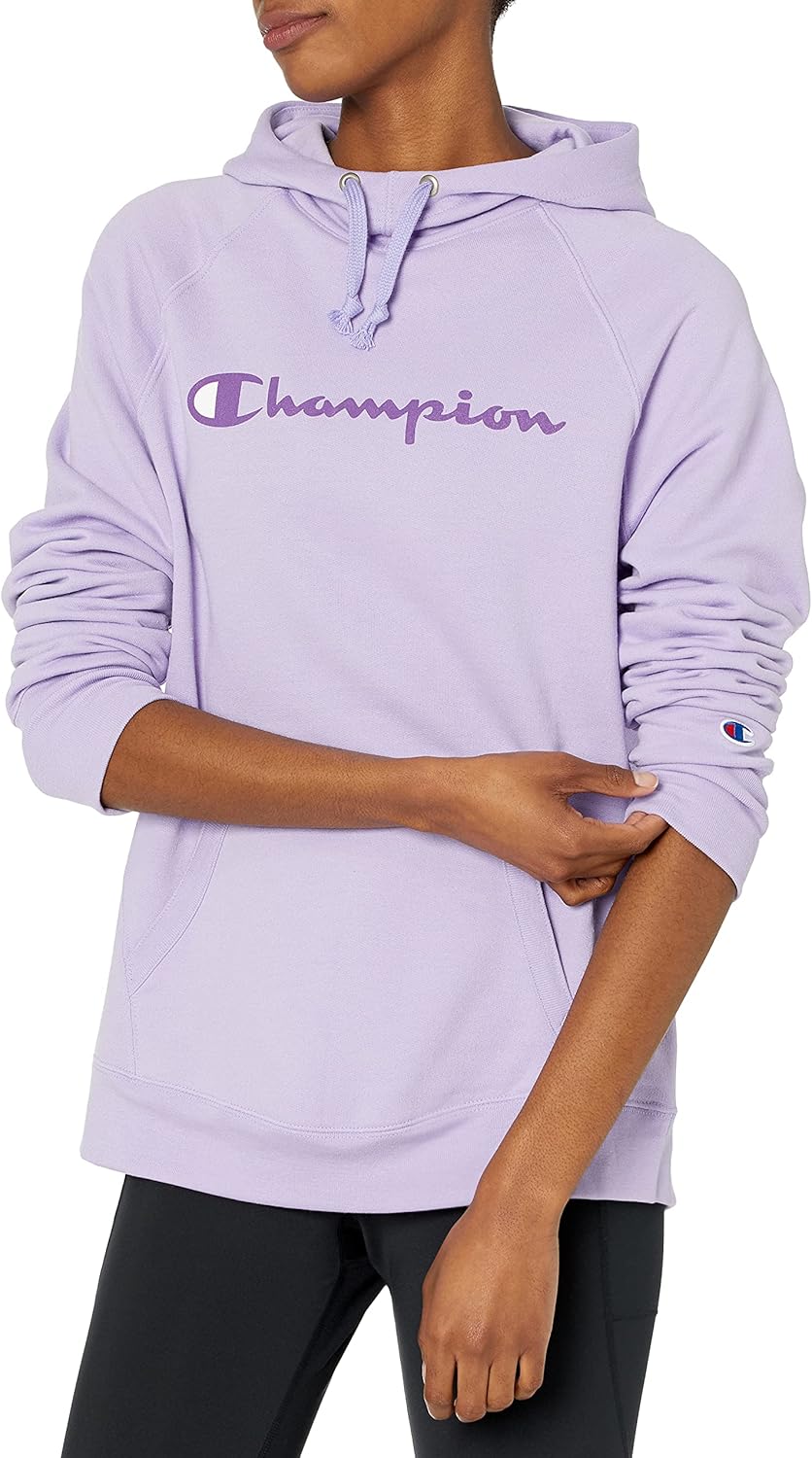 Champion womens Powerblend Fleece Hoodie, Classic Script