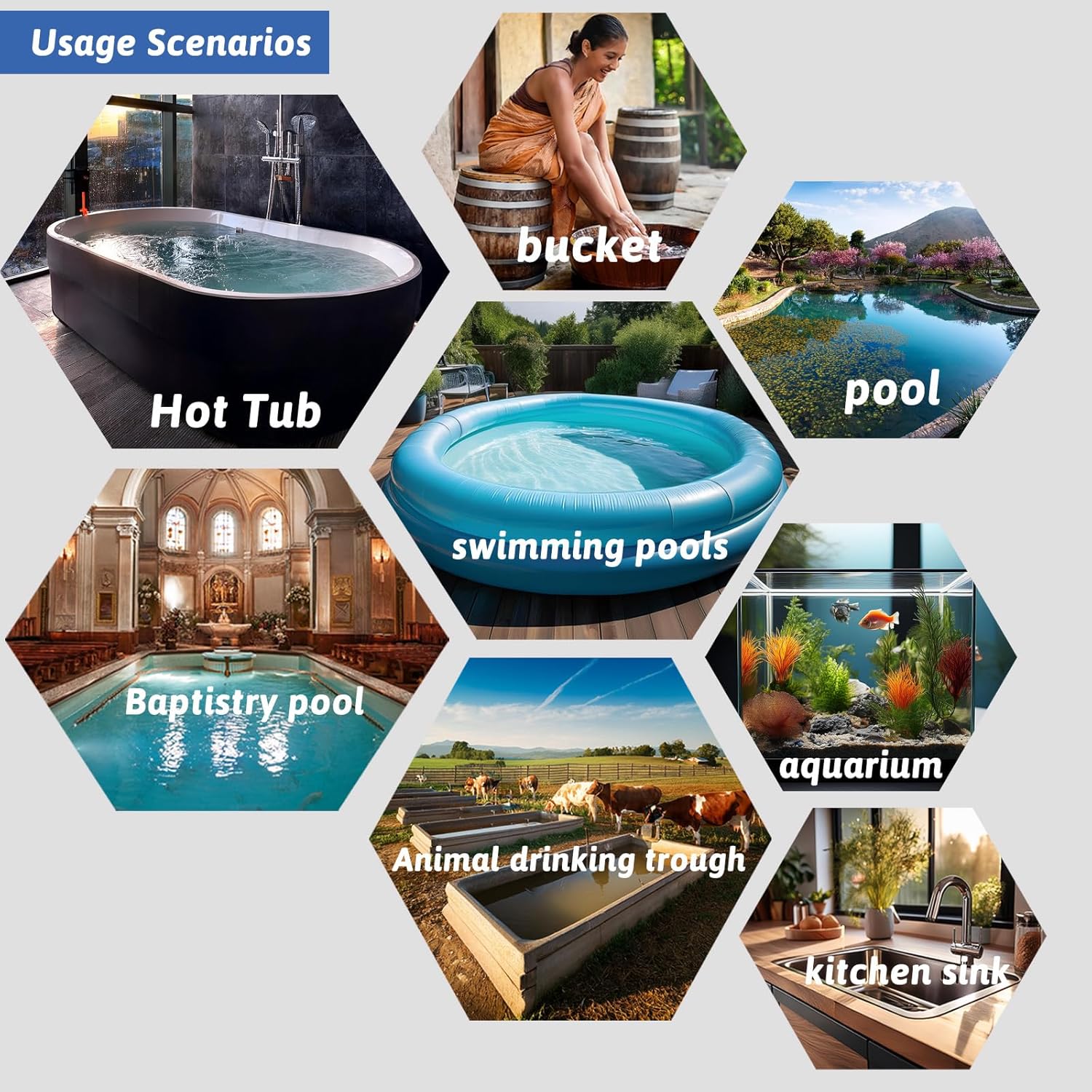 1000W Immersion Water Heater Portable Electric Hot Tub and Bathtub Fully Submersible Water Heater with Thermostat, GFCI Leakage Protection for Hot Tub, Water Trough, Buckets, pool Easy to use - Image 7