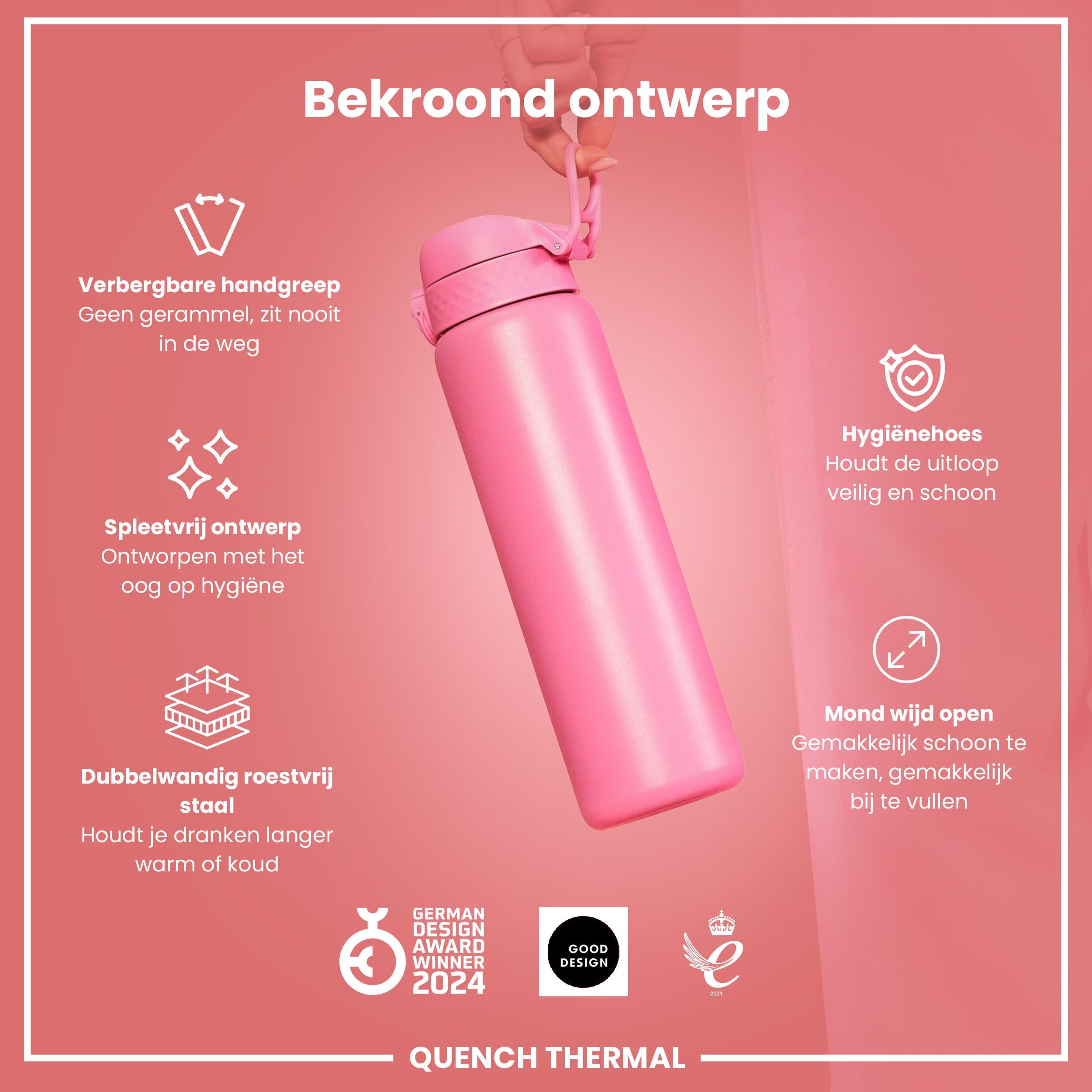 ION8 Vacuüm Geïsoleerde ThermoShield Fles voor Heet of Koud Drinken, Grote Geïsoleerde Mok, Capaciteit van 2 Kopjes, Magnetische Dop en Zachte Onderkant - Stijlvol en Milieuvriendelijk, Diep Teal