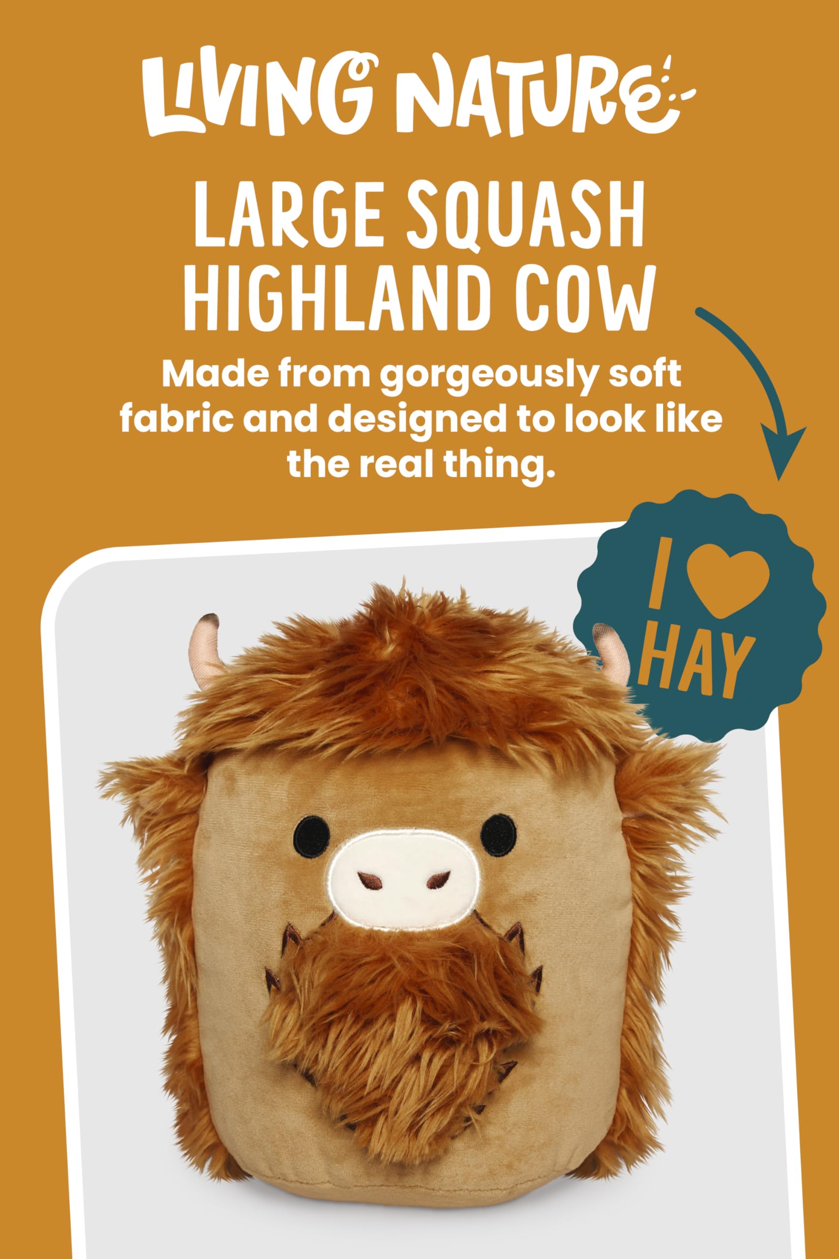 Living Nature Large Squish Highland Cow Brown Plush Toy - Image 2