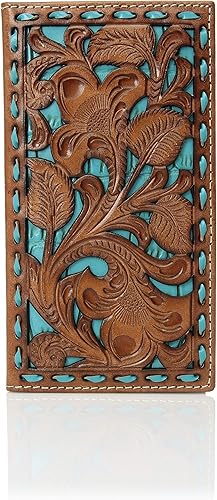 Nocona Belt Co. Billetera unisex Nocona con incrustaciones florales de punto de bucle, para adultos, color azul, Azul