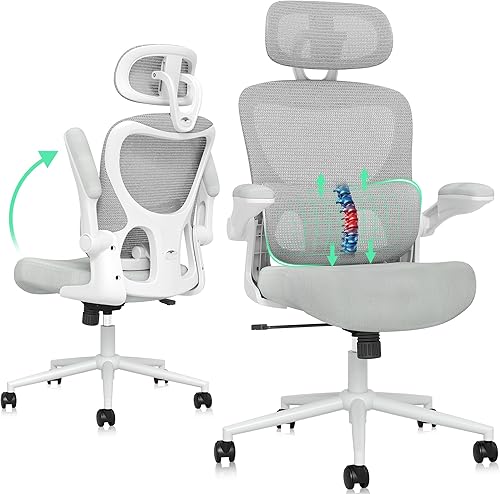 SUNNOW Silla de oficina ergonómica, cómoda silla de escritorio de malla, sillas de juegos de computadora de respaldo alto con soporte lumbar