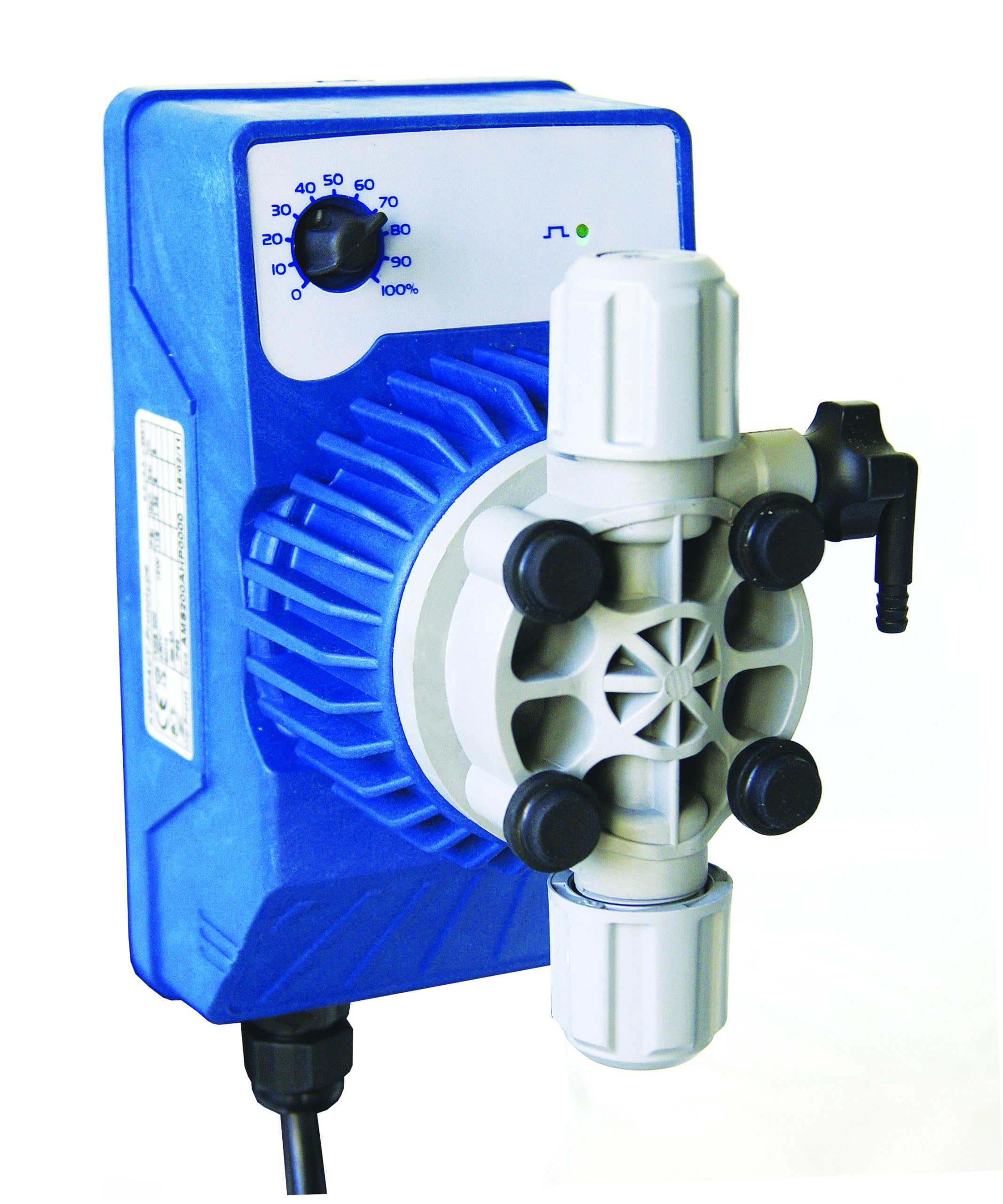Bomba dosificadora analógica ORION 5 para hipoclorito, caudal 5 L/h, regulable, resistente a químicos, ideal para mantenimiento de piscinas, montaje sencillo