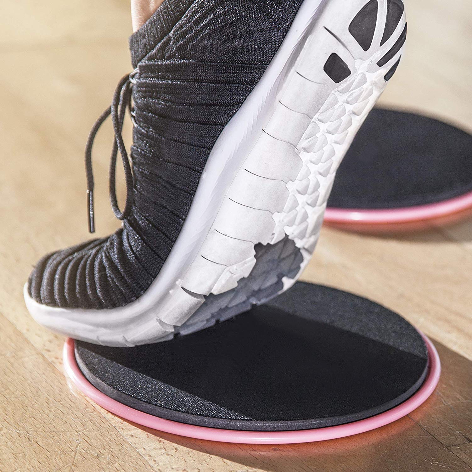Runee Gleitscheiben für Fitness und Training Workout – Doppelseitige Core-Schleifer für Mehrzweckgebrauch – 2 Scheiben für ultimatives Ganzkörpertraining zu Hause oder auf Reisen (Kreis Pink)