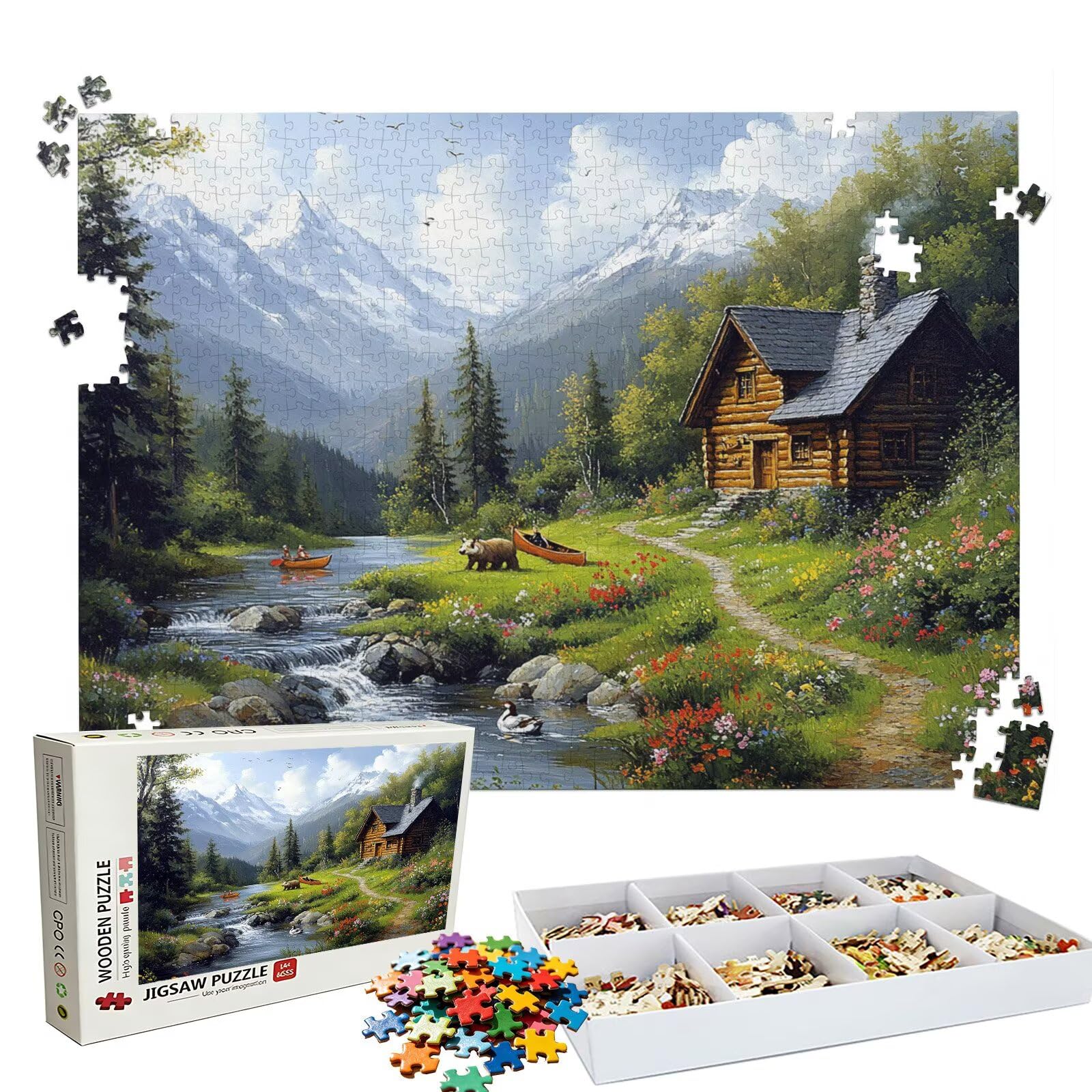 Puzzle fiume cabina(2), Puzzle Adulti 3000 pezzi, Puzzles Legno con Squisita Scatola di Imballaggio, Rompicapo per Esperti con Incastro Perfetto, Stampa Alta Definizione, Regalo per Adulti W3H-879
