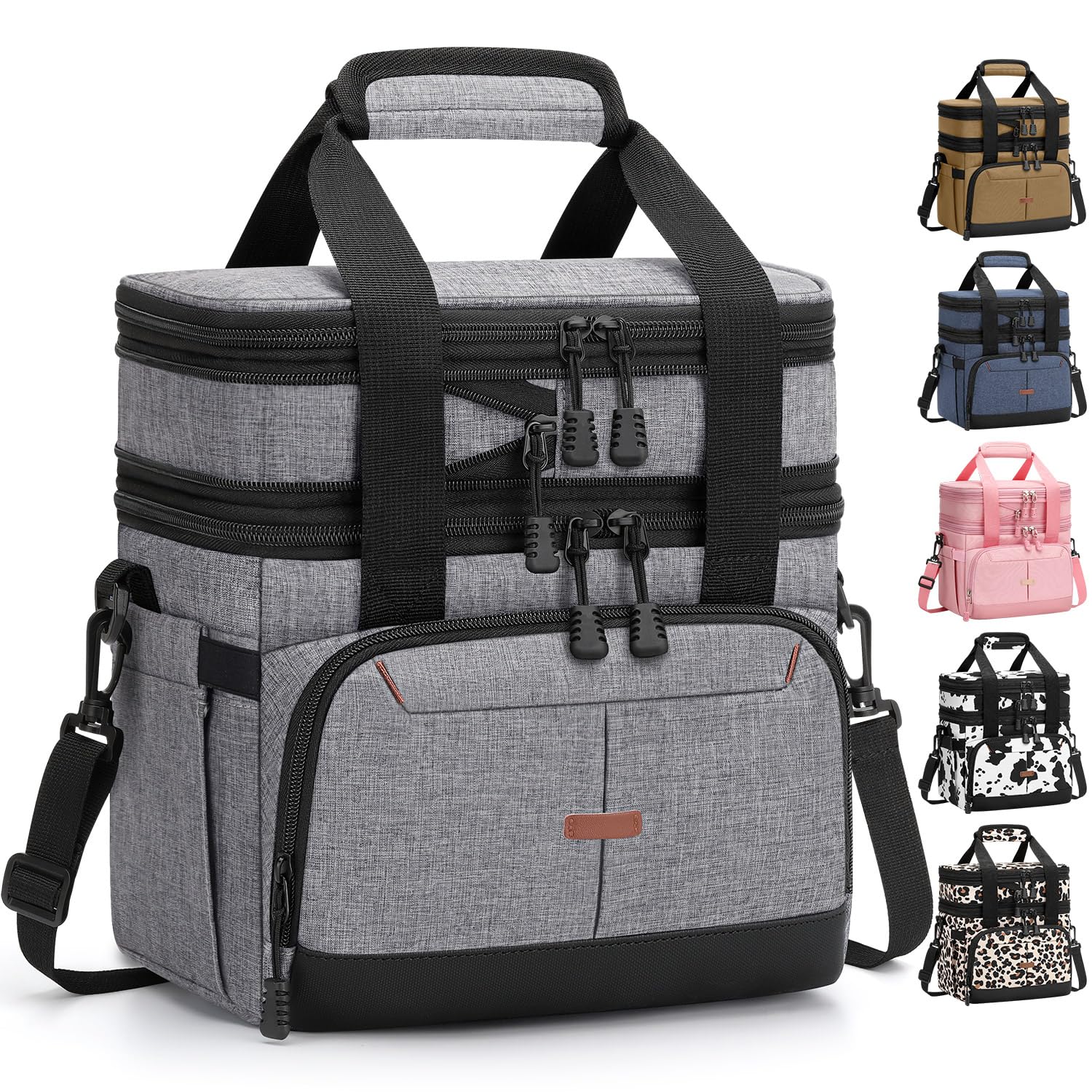 Pritent Lunch Box for Men Women Double Decker Insulated Lunch Bag for men