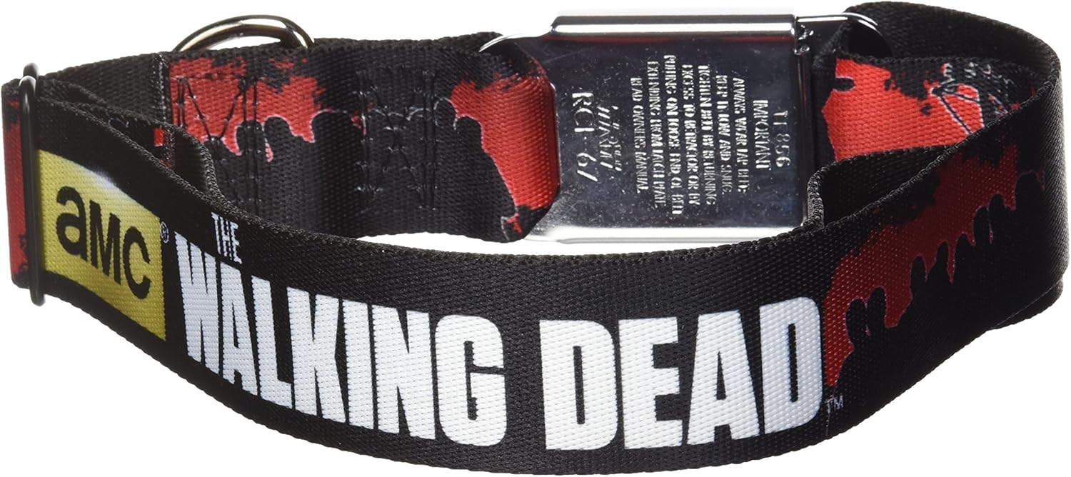 Buckle-Down Seatbelt Buckle Dog Collar - AMC-The Walking Dead Scene Silhouettes Black/Red/White - 1.5" Wide - Fits 18-32" Neck - Large