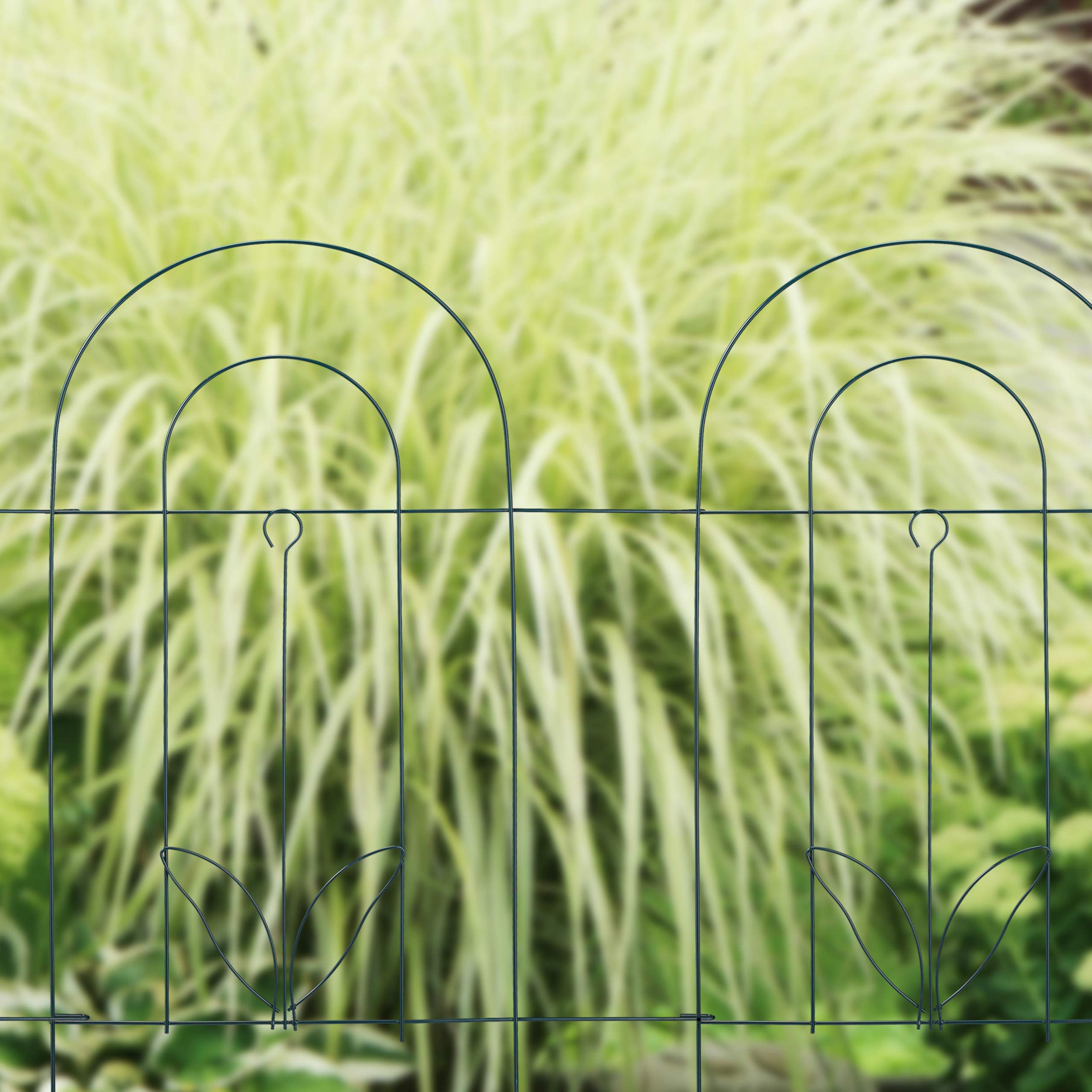 Relaxdays Recinzione da Giardino, Set 5 Pareti per Cortile, Recinto Decorativo, Metallo, Design Antico, 62x244, Verde
