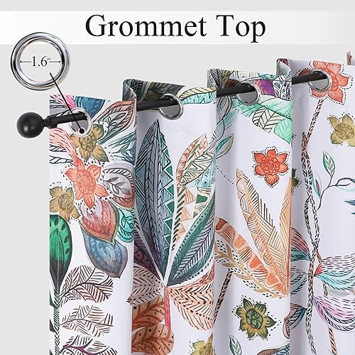 Miniatura 2 de Estelar Textiler Cortinas bohemias para oscurecer la habitación con hojas de arce de 84 pulgadas de largo, juego de 2 paneles para sala de estar,