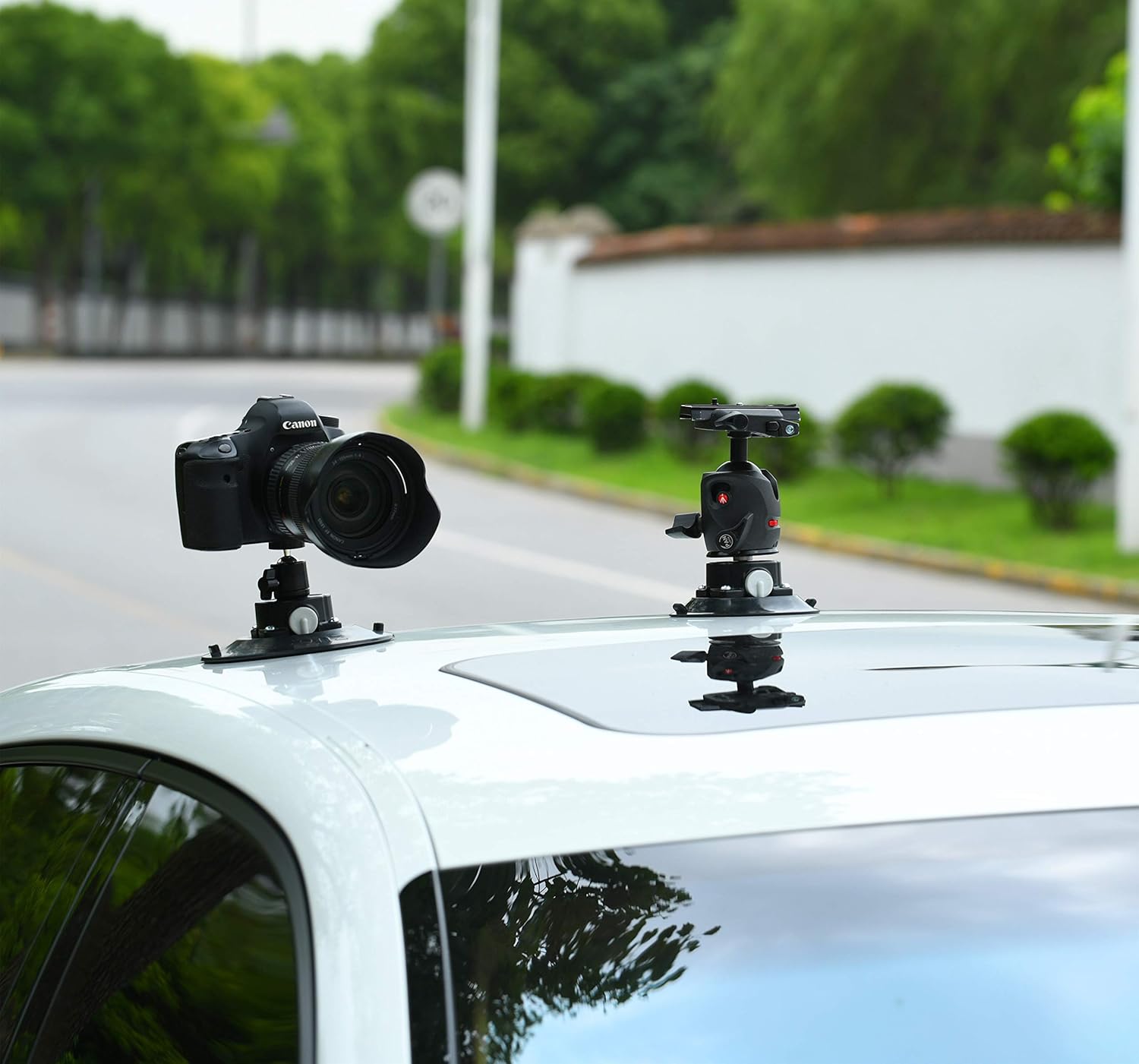 4.5" Car Camera Mounting Kit Pump Vacuum Suction Cup Mount, Professional Camcorder Vehicle Holder w/ 360° Panorama Ball Head and 180°, DSLR Camera Video Stabilizer Car Sucker Cup Holder (4.5")