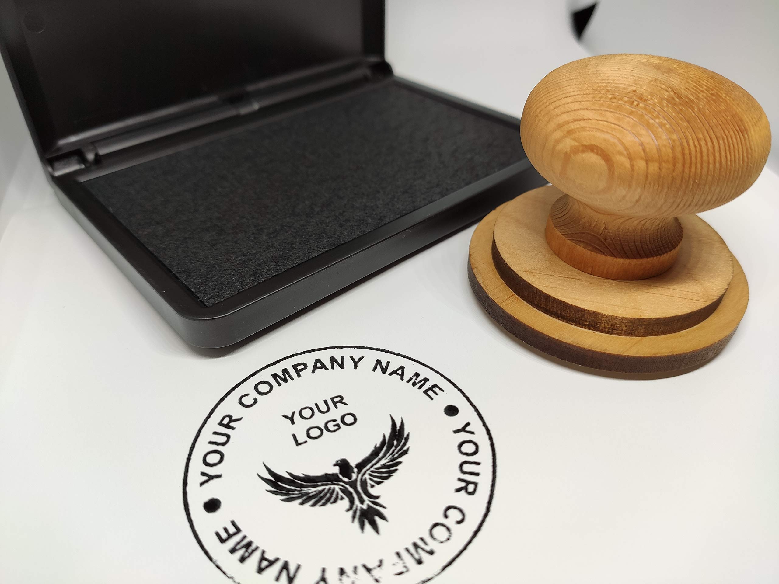Timbro di gomma su ordinazione fatta a mano grande legno solido fornito con tampone di inchiostro