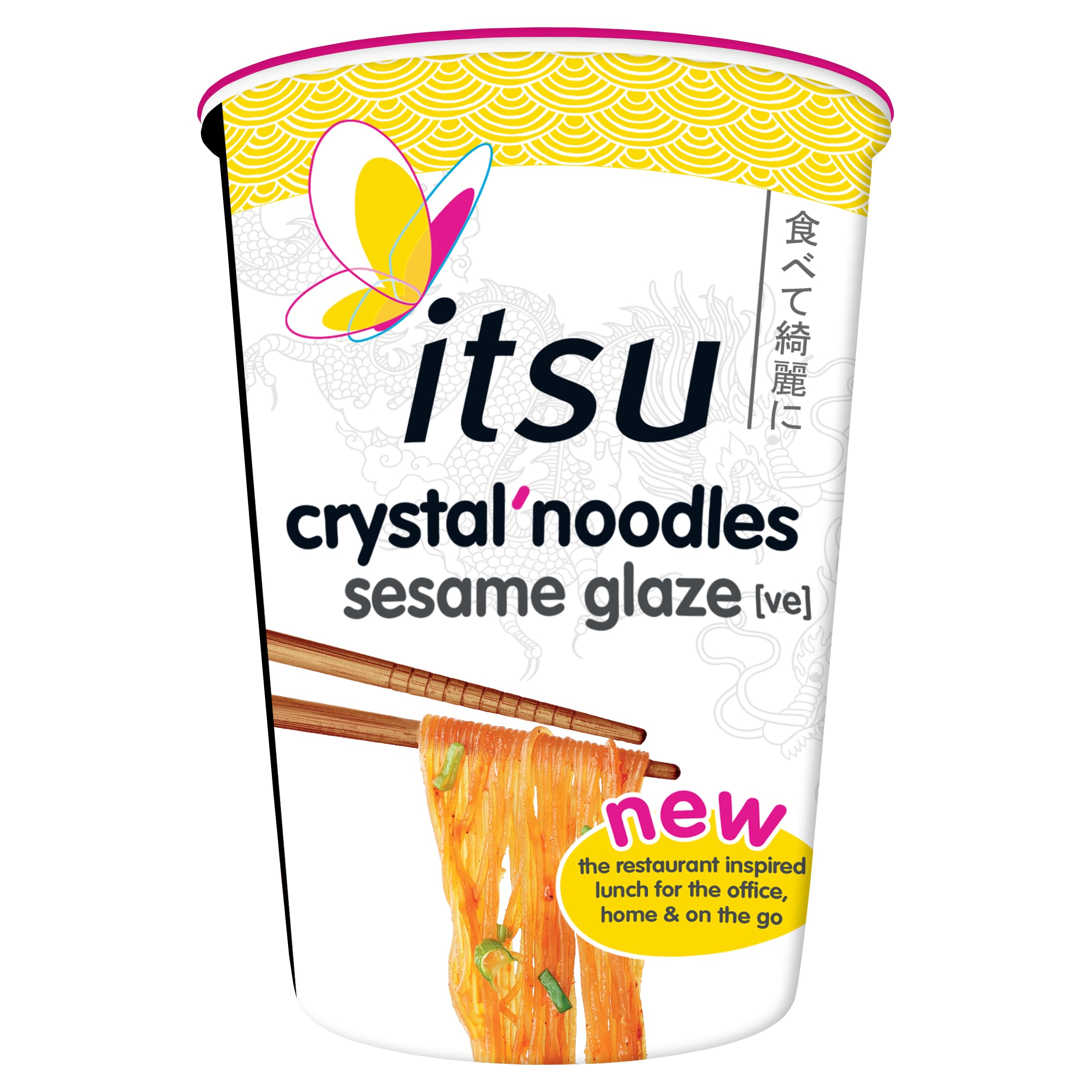 itsu Sesame Glaze Crystal Noodles | Extra Fine Clear Noodles | Instant Noodles Multipack Cup | (Pack of 6) | Vegetarian & Vegan
