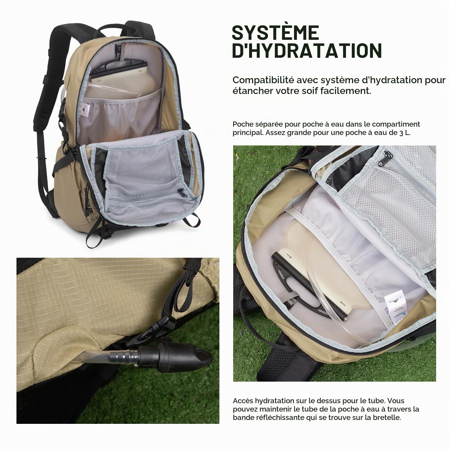 MOUNTAINTOP Sac à dos de randonnée 30 L/40 l pour homme et femme, pour le quotidien et l'extérieur, les randonnées quotidiennes et les randonnées à vélo