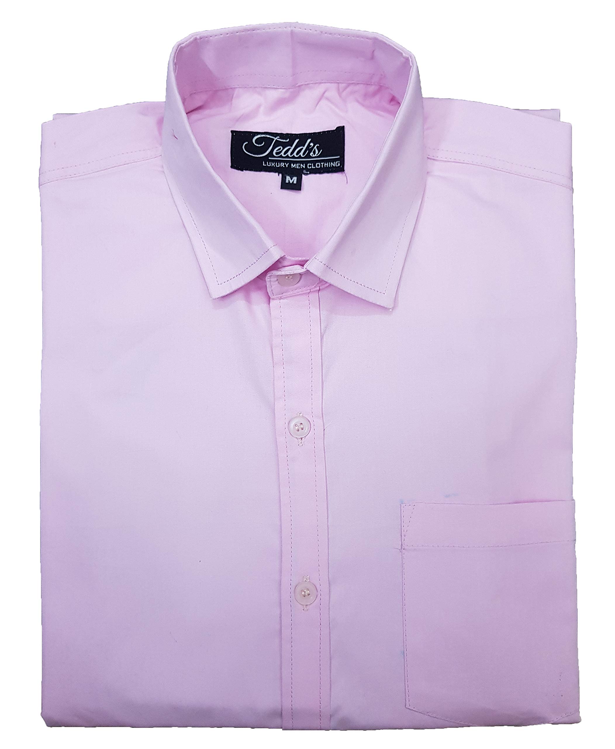 Tedd's Men's Plain 100% Cotton Full Sleeves Regular Fit Formal Shirt Pink