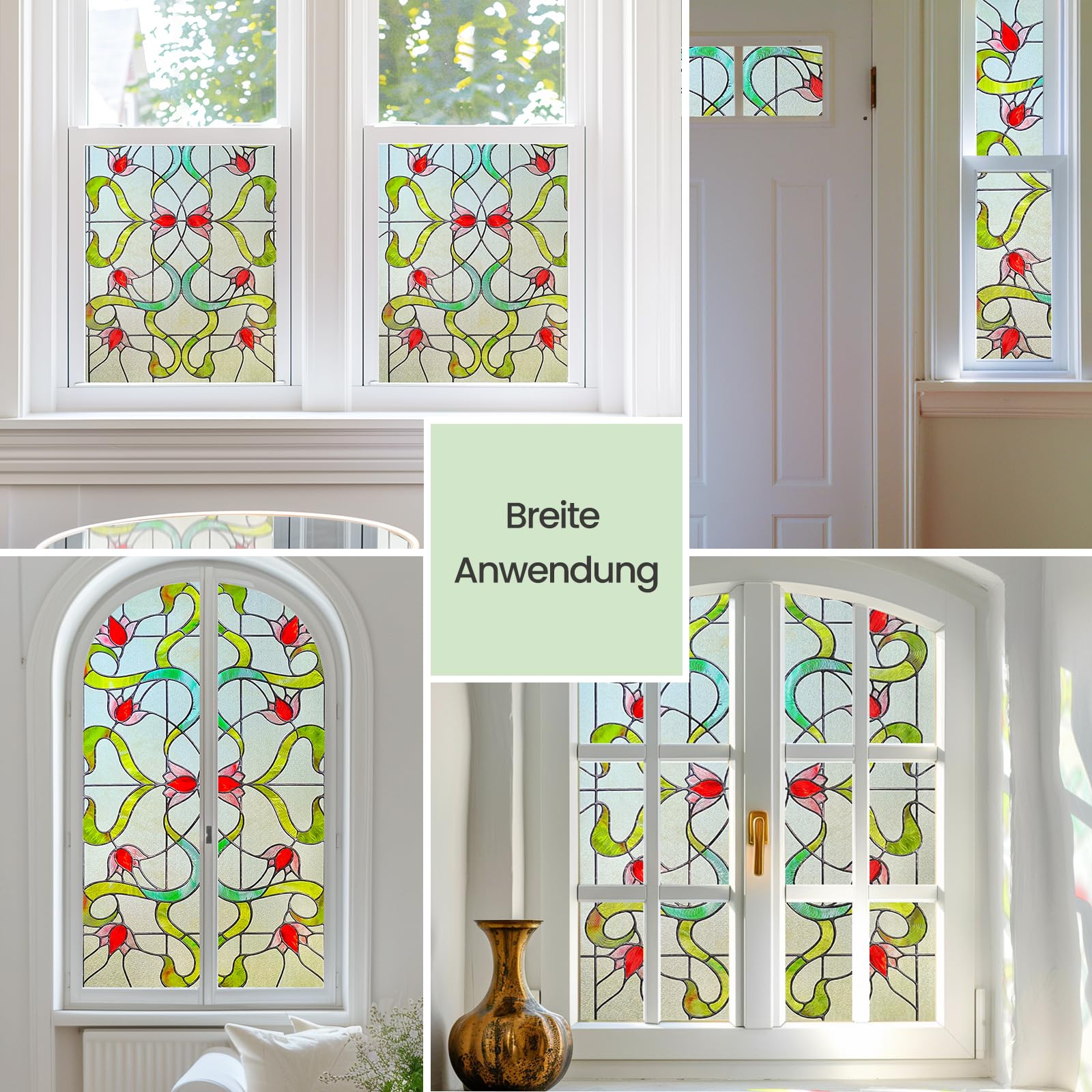 Lámina autoadhesiva 3D de vidrio emplomado para ventanas, lámina de privacidad para ventanas de baño, puerta principal, casa, protección solar, protección térmica, adhesivo estático, 60 x 180 cm