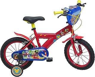 albri bicicletta da 14 pollici Mickey Mouse, con stabilizzatori laterali, borraccia e scudo anteriore personalizzato. Made in Italy.