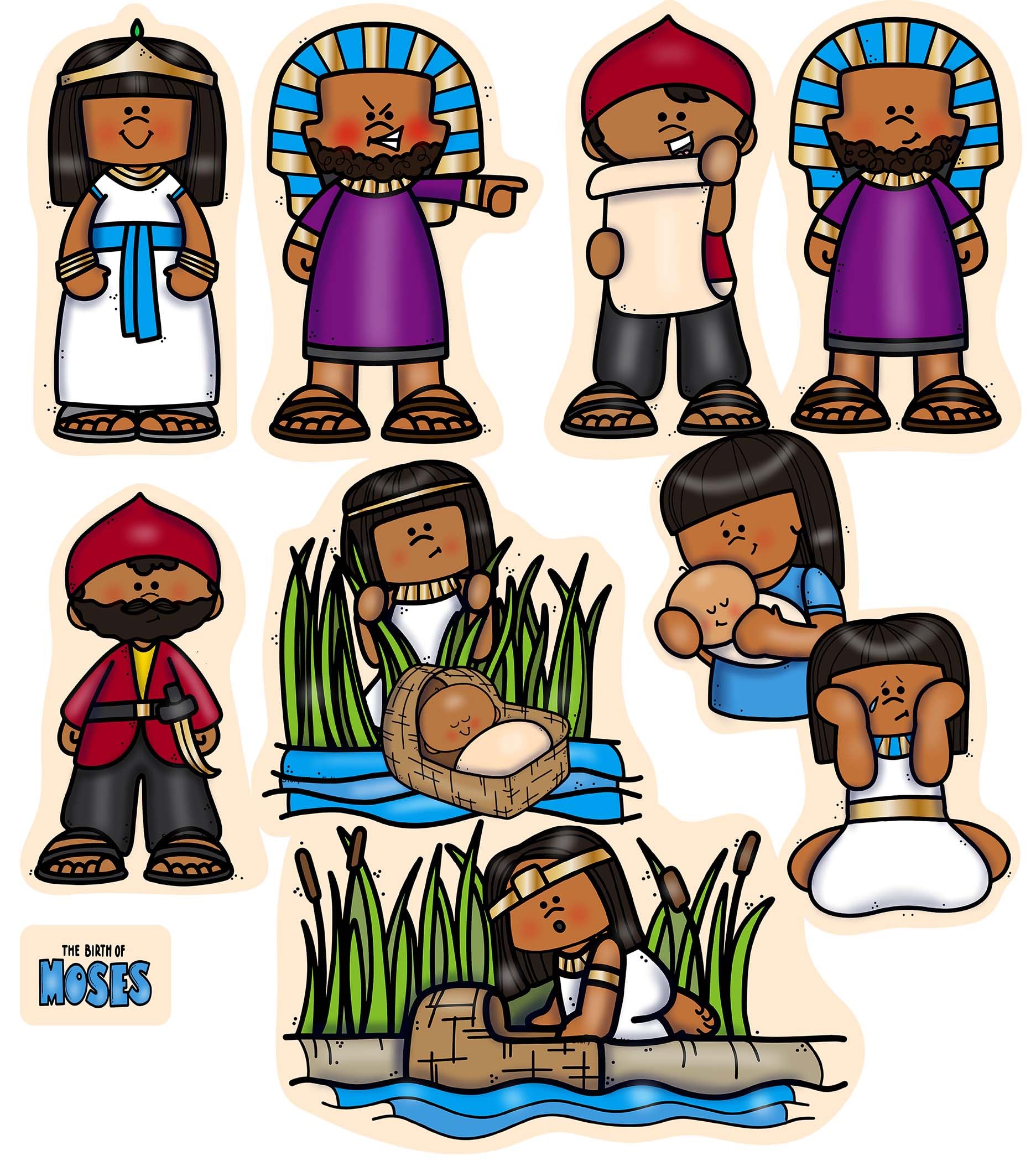 Baby Moses Felt Figures for Bible Flannel Board Stories 11 Precut Figures Story Guide Activity Pages Made in USA