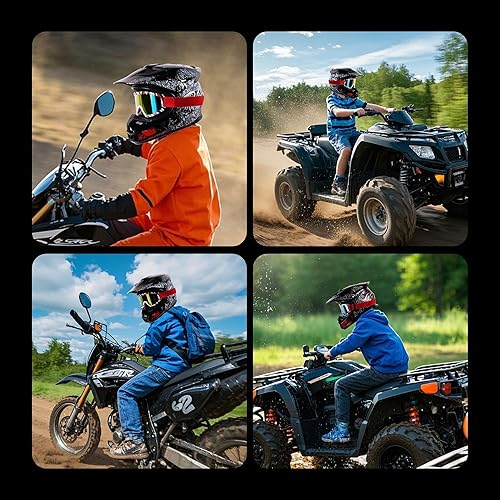 Miniatura 6 de Casco todoterreno de motocicleta de cara completa para niños y jóvenes, casco todoterreno de cuatro ruedas, motocross, Go Kart, Racing, ATV, BMX,