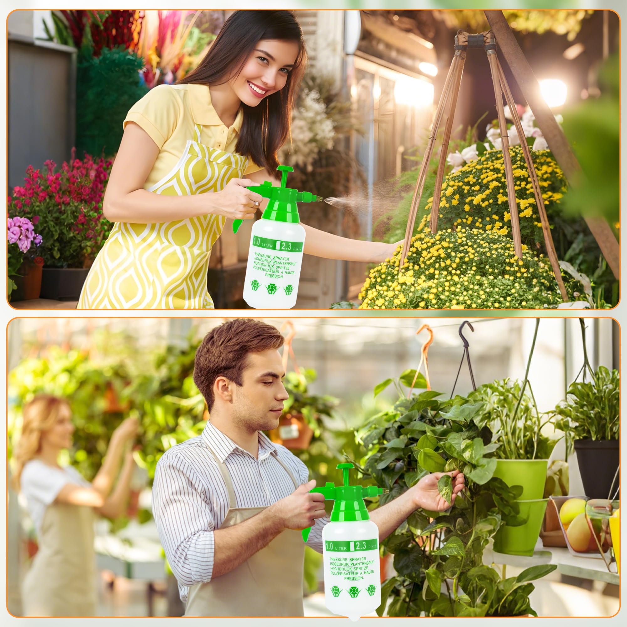 3 pulverizadores de bomba de mano de plástico de 1/4 galón, pulverizador de presión de jardín con boquilla ajustable para plantas, limpieza, tareas domésticas, color verde